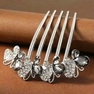 SPARKLING BUTTERFLY COMB in Charcoal